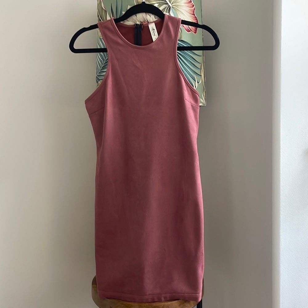 Faux-suede Rose Bodycon Dress